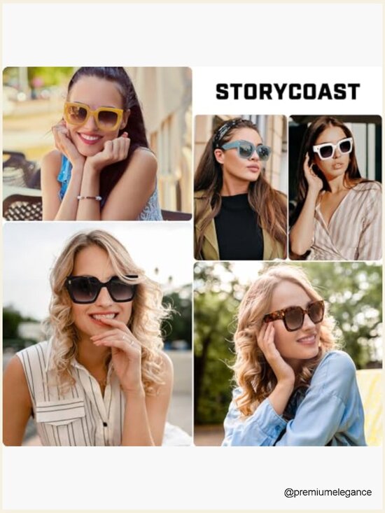 Retro Oversized Square Sunglasses Chunky Plastic Frames UV400 Protection Unisex main image 4